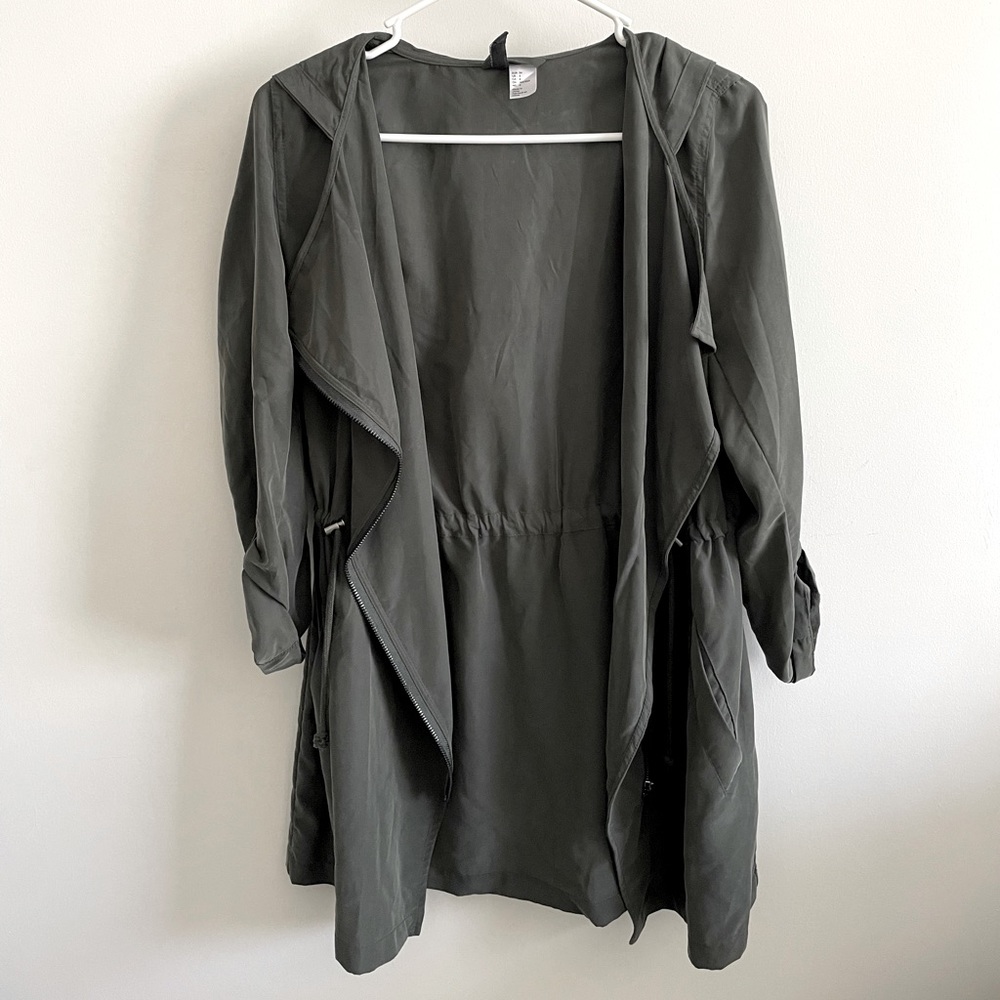 Thin drapey green asymmetrical jacket